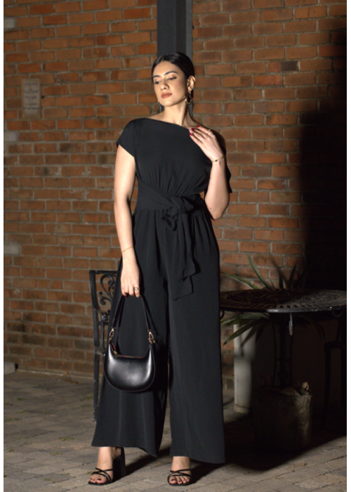 COLD SHOULDER BLACK JUMPSUIT